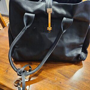 Mellow World Black Satchel tote Bag- Gold Hardware- Classic Everyday Purse